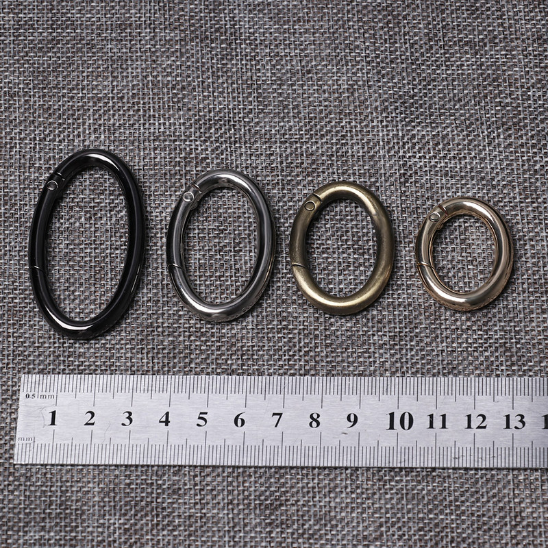 2Gb jauni cinka sakausējuma pārklājumi vārtu atsperes ovāls gredzens sprādzes, karabīnes maki rokassomas, ovāli, spiediet, sprūda āķi, karabīnes