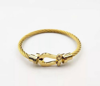 Nerūsējošā tērauda pakava mezgls, kabeļa stieples ķēde, pīta rokassprādze, rokassprādze Zelta sudraba rozes zelta pārklājuma daudzpusīga rotaslieta pāriem