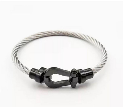 Nerūsējošā tērauda pakava mezgls, kabeļa stieples ķēde, pīta rokassprādze, rokassprādze Zelta sudraba rozes zelta pārklājuma daudzpusīga rotaslieta pāriem