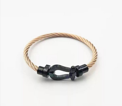 Nerūsējošā tērauda pakava mezgls, kabeļa stieples ķēde, pīta rokassprādze, rokassprādze Zelta sudraba rozes zelta pārklājuma daudzpusīga rotaslieta pāriem