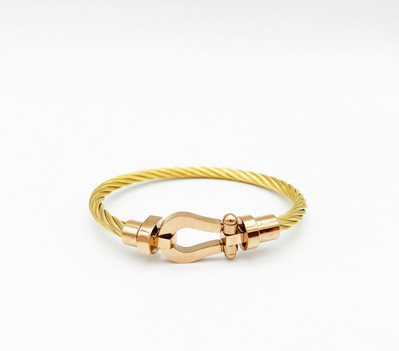 Nerūsējošā tērauda pakava mezgls, kabeļa stieples ķēde, pīta rokassprādze, rokassprādze Zelta sudraba rozes zelta pārklājuma daudzpusīga rotaslieta pāriem