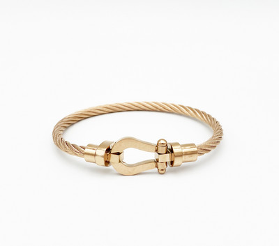 Nerūsējošā tērauda pakava mezgls, kabeļa stieples ķēde, pīta rokassprādze, rokassprādze Zelta sudraba rozes zelta pārklājuma daudzpusīga rotaslieta pāriem