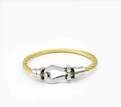 Nerūsējošā tērauda pakava mezgls, kabeļa stieples ķēde, pīta rokassprādze, rokassprādze Zelta sudraba rozes zelta pārklājuma daudzpusīga rotaslieta pāriem