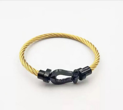 Nerūsējošā tērauda pakava mezgls, kabeļa stieples ķēde, pīta rokassprādze, rokassprādze Zelta sudraba rozes zelta pārklājuma daudzpusīga rotaslieta pāriem