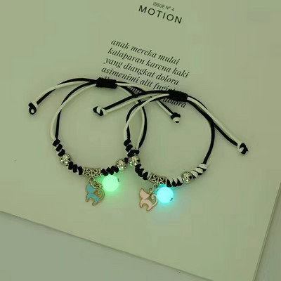 2 gab. Modes gaišas pāra rokassprādzes sievietēm vīriešiem jauks dzīvnieks kaķis mēness zvaigzne atslēga atslēgas kulons rotaslietas draudzība mīļotajam dāvanas