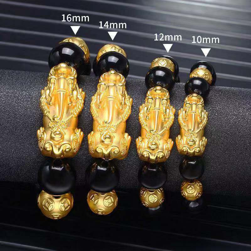 Jauna krāsu maiņa Pixiu Transfer Evil Spirits Lucky Aproce Vīriešu Mode Fen Šui Obsidiāna Akmens krelles Rokassprādze Dāvana Sievietēm