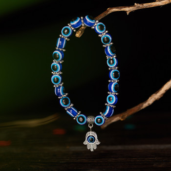 Турски Lucky Evil Eye гривни за жени, мъже, ръчно изработена гривна със сини очи, палма, носеща ви късмет, мирна гривна с чар, бижута