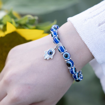 Турски Lucky Evil Eye гривни за жени, мъже, ръчно изработена гривна със сини очи, палма, носеща ви късмет, мирна гривна с чар, бижута