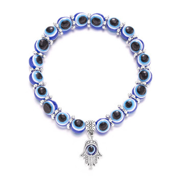 Турски Lucky Evil Eye гривни за жени, мъже, ръчно изработена гривна със сини очи, палма, носеща ви късмет, мирна гривна с чар, бижута