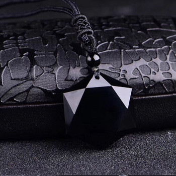 Κολιέ με μαύρο οψιδιανό μενταγιόν ZRM Fashion Κρεμαστό κόσμημα με αστέρι από οψιδιανό Lucky Love Κρυστάλλινα κοσμήματα με δωρεάν αποστολή με σχοινί