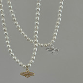 Y2K верижка за бижута Винтидж Кристал Циркон Планета Сатурн Перлена колье Колие за жени Женска двойка Сатурн Висулки Колие