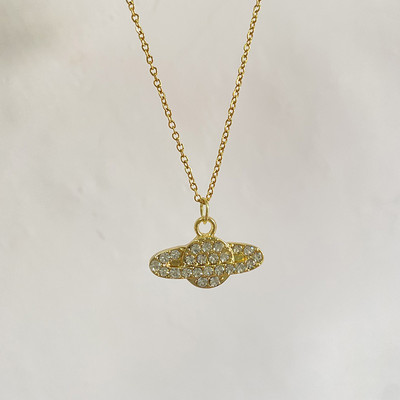 Y2K верижка за бижута Винтидж Кристал Циркон Планета Сатурн Перлена колье Колие за жени Женска двойка Сатурн Висулки Колие