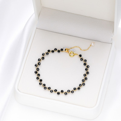 Lina Jw zelta krāsas 3 MM dabīgā akmens turmalīna rokassprādze uz rokām sieviešu rotaslietām / kāzu grezns dāvanu komplekts, roku darbs