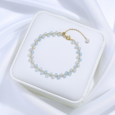 Lina Jw zelta krāsas 3 MM dabīgā akmens turmalīna rokassprādze uz rokām sieviešu rotaslietām / kāzu grezns dāvanu komplekts, roku darbs