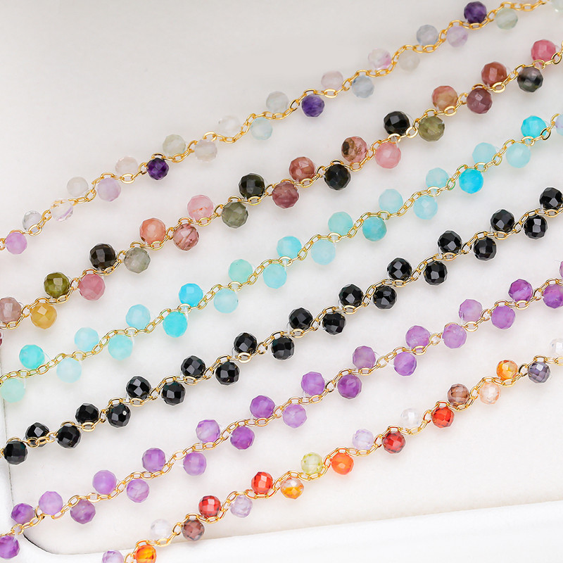 Lina Jw zelta krāsas 3 MM dabīgā akmens turmalīna rokassprādze uz rokām sieviešu rotaslietām / kāzu grezns dāvanu komplekts, roku darbs