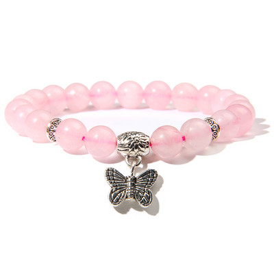 Kézzel készített természetes kőből készült Lotus Ohm Buddha gyöngyök karkötő Rózsaszín Zebra Stone Lotus Charm karkötő nőknek Férfi jóga ékszer Ajándékok