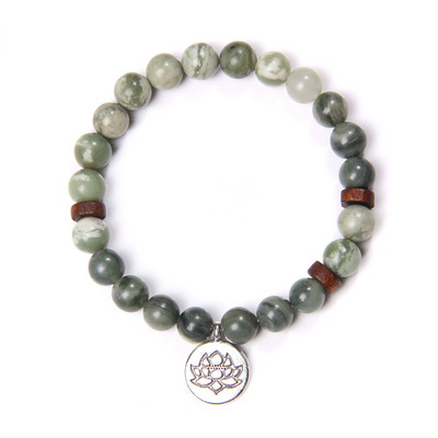 Kézzel készített természetes kőből készült Lotus Ohm Buddha gyöngyök karkötő Rózsaszín Zebra Stone Lotus Charm karkötő nőknek Férfi jóga ékszer Ajándékok
