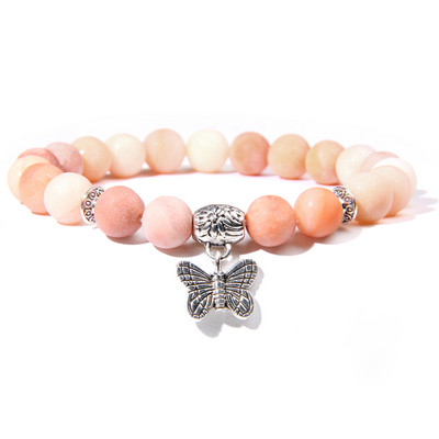 Kézzel készített természetes kőből készült Lotus Ohm Buddha gyöngyök karkötő Rózsaszín Zebra Stone Lotus Charm karkötő nőknek Férfi jóga ékszer Ajándékok