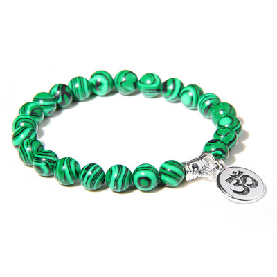 Kézzel készített természetes kőből készült Lotus Ohm Buddha gyöngyök karkötő Rózsaszín Zebra Stone Lotus Charm karkötő nőknek Férfi jóga ékszer Ajándékok