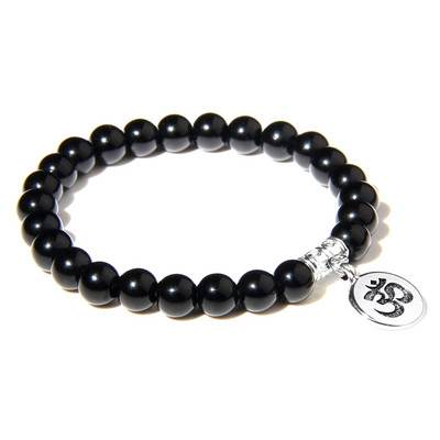 Kézzel készített természetes kőből készült Lotus Ohm Buddha gyöngyök karkötő Rózsaszín Zebra Stone Lotus Charm karkötő nőknek Férfi jóga ékszer Ajándékok