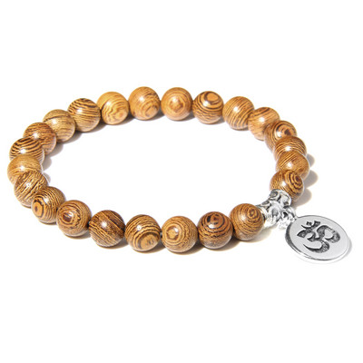 Kézzel készített természetes kőből készült Lotus Ohm Buddha gyöngyök karkötő Rózsaszín Zebra Stone Lotus Charm karkötő nőknek Férfi jóga ékszer Ajándékok