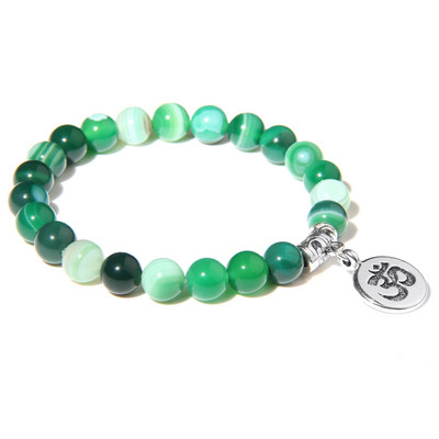 Kézzel készített természetes kőből készült Lotus Ohm Buddha gyöngyök karkötő Rózsaszín Zebra Stone Lotus Charm karkötő nőknek Férfi jóga ékszer Ajándékok