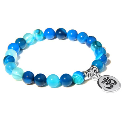 Kézzel készített természetes kőből készült Lotus Ohm Buddha gyöngyök karkötő Rózsaszín Zebra Stone Lotus Charm karkötő nőknek Férfi jóga ékszer Ajándékok