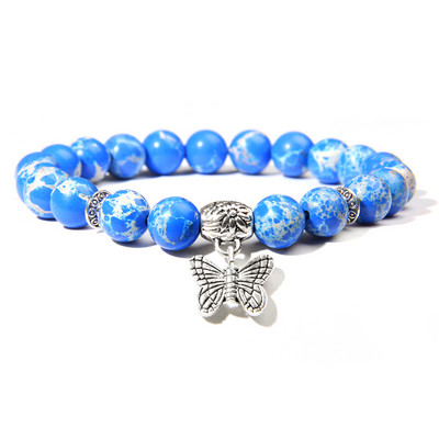 Kézzel készített természetes kőből készült Lotus Ohm Buddha gyöngyök karkötő Rózsaszín Zebra Stone Lotus Charm karkötő nőknek Férfi jóga ékszer Ajándékok