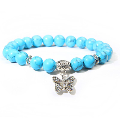 Kézzel készített természetes kőből készült Lotus Ohm Buddha gyöngyök karkötő Rózsaszín Zebra Stone Lotus Charm karkötő nőknek Férfi jóga ékszer Ajándékok