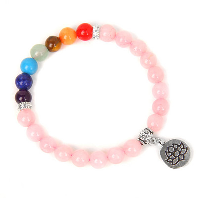 Kézzel készített természetes kőből készült Lotus Ohm Buddha gyöngyök karkötő Rózsaszín Zebra Stone Lotus Charm karkötő nőknek Férfi jóga ékszer Ajándékok