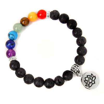 Kézzel készített természetes kőből készült Lotus Ohm Buddha gyöngyök karkötő Rózsaszín Zebra Stone Lotus Charm karkötő nőknek Férfi jóga ékszer Ajándékok