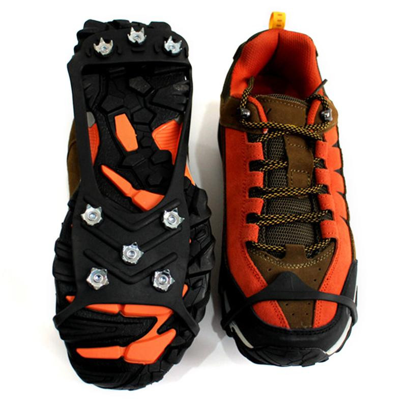 1 pāris 8 zobu pretslīdēšanas ledus satvērēja tapas ziemas kāpšanai pretslīdes sniega tapas, rokturi, skavas pār apaviem, pārsegi, pārgājieni