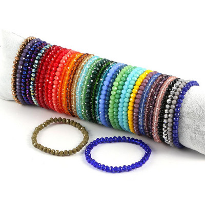 Модни цветни 4X6 мм гривни от стъклени кристални мъниста Гривна от разстояние от въже Femmel Ръчно изработена гривна за жени и момичета
