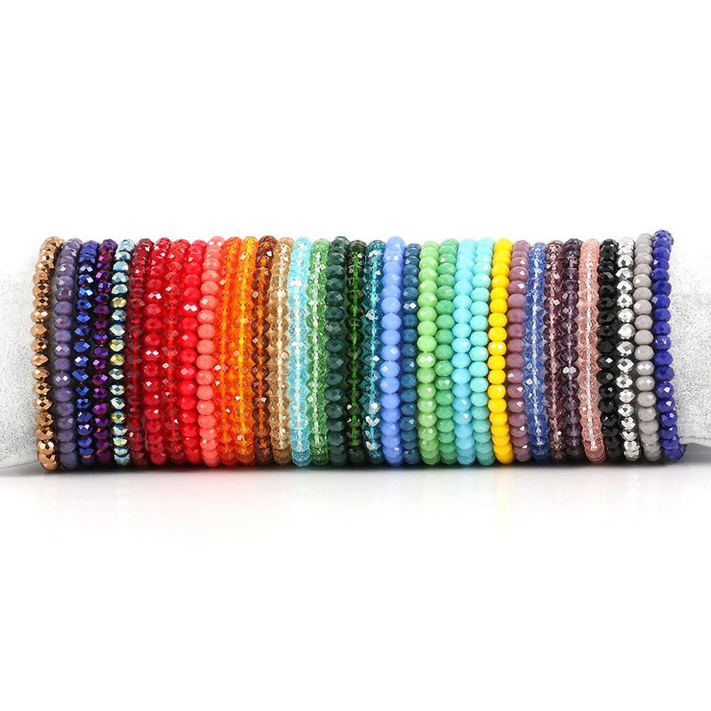 Divatos színes 4x6 mm-es üvegkristály gyöngyös karkötők kötéltávolságú karkötő femmel kézzel készített karkötő nőknek és lányoknak