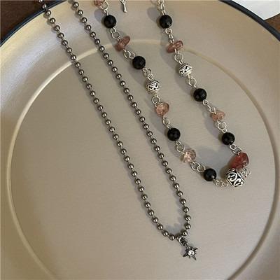 Šareno prirodno kamenje Choker Bohemia Ručno izrađena grunge ogrlica Set narukvica za žene Trendy Punk Collier Hippie nakit