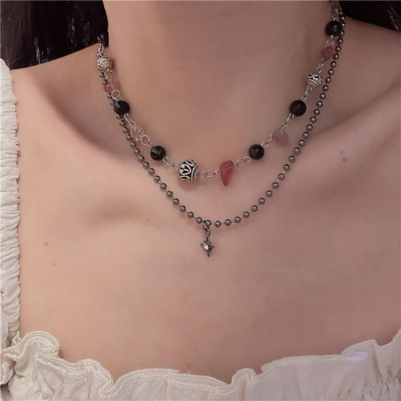 Šareno prirodno kamenje Choker Bohemia Ručno izrađena grunge ogrlica Set narukvica za žene Trendy Punk Collier Hippie nakit