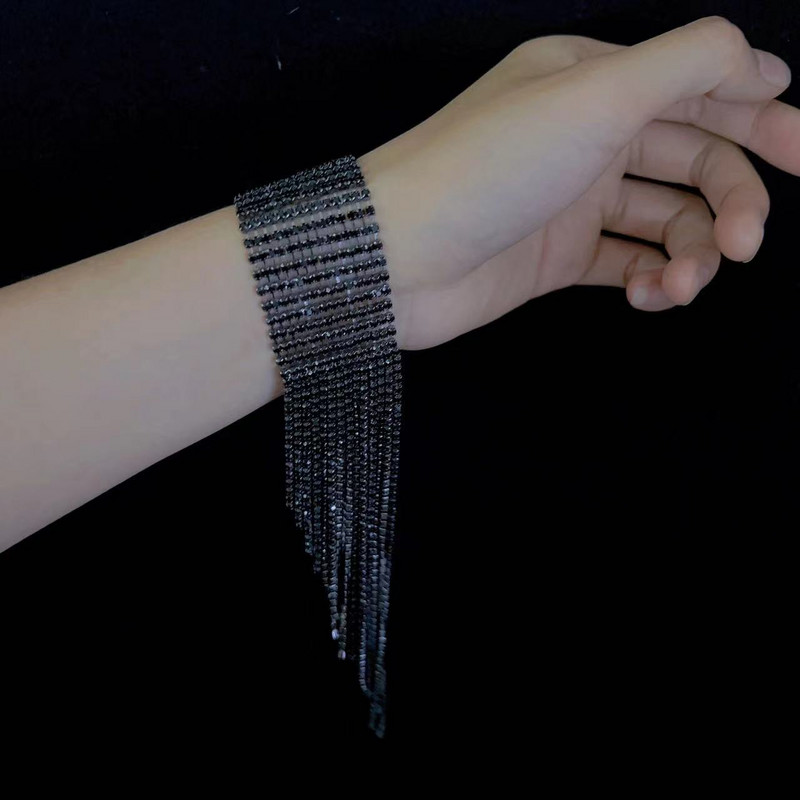 Modes garu pušķi Rhinestone rokassprādzes Roku rotaslietas sievietēm Līgavas Crystal Statement Rokassprādzes Kāzu rotaslietas