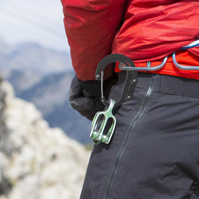 Hibridinis pavarų spaustukas – karabino besisukantis kablio spaustukas neužsifiksuojantis, tvirtas spaustukas, skirtas stovyklavimui, žvejybai, žygiams, kelioninei kuprinei