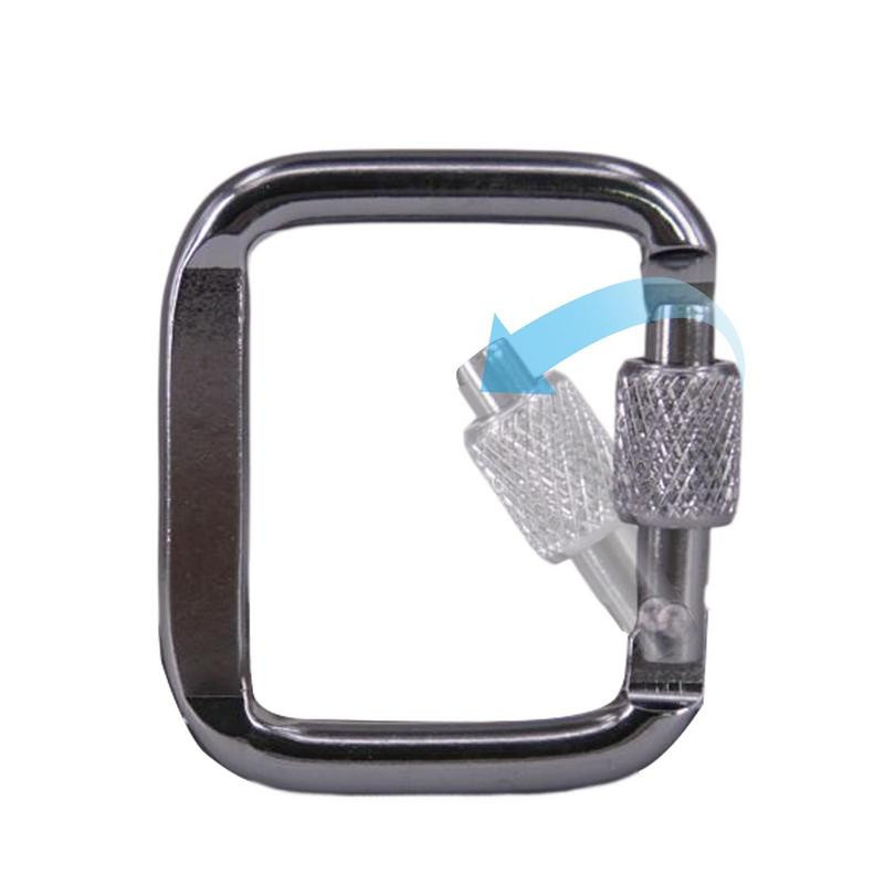 Mazie karabīnes atslēgu piekariņi jostas sprādzes āķi Droši daudzfunkcionāli kvadrātveida Mini piekarināmi sprādzes alumīnija sakausējuma karabīne ārā