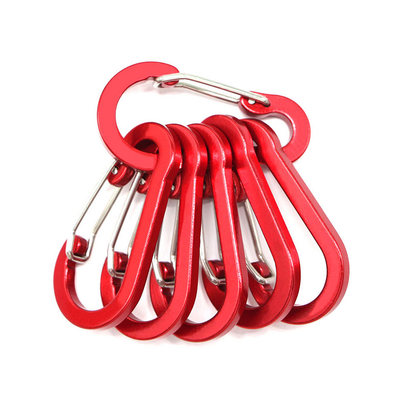 6db karabiner utazási horgok kempingfelszerelés ötvözet alumínium túlélő hegymászó horog kültéri karabiner kulcsokhoz