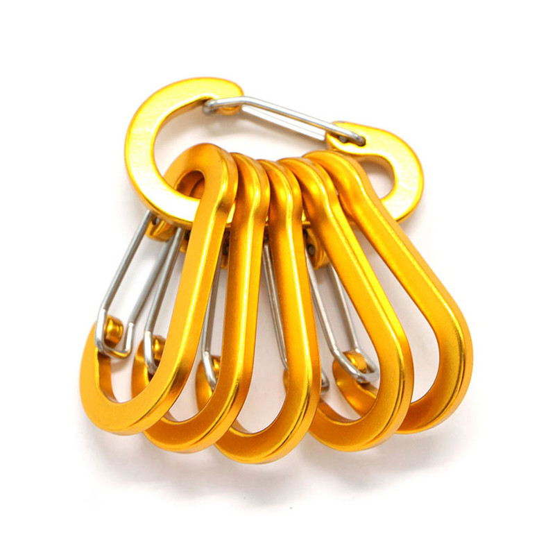 6db karabiner utazási horgok kempingfelszerelés ötvözet alumínium túlélő hegymászó horog kültéri karabiner kulcsokhoz