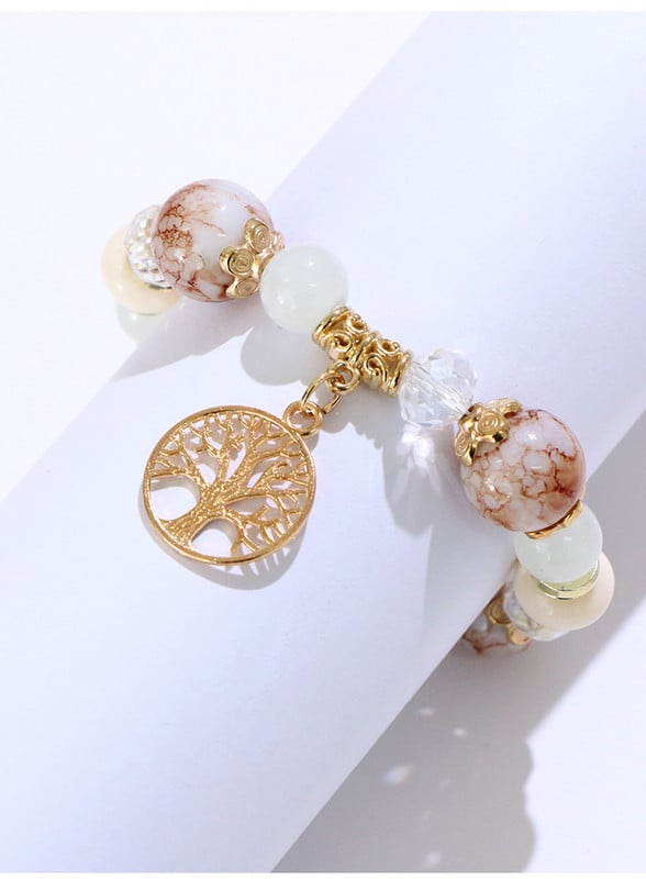 KOMi DIY käsitööna valmistatud lihtne helmesest nöörist käevõru looduslikust kivist mustriga kivist helmesulamist metallist õõnes ripatsiga paari käevõru