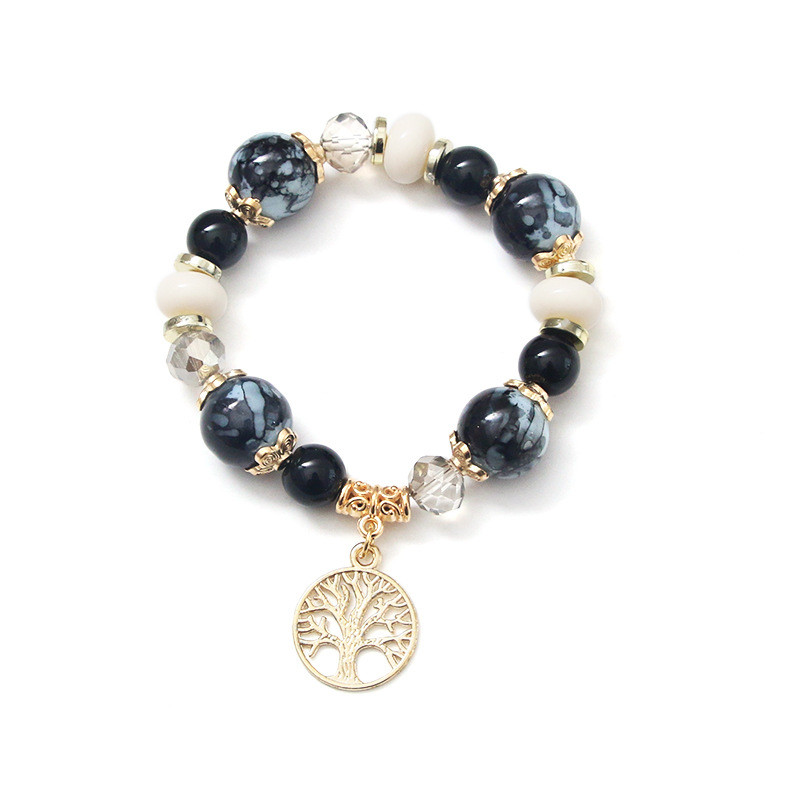 KOMi DIY käsitööna valmistatud lihtne helmesest nöörist käevõru looduslikust kivist mustriga kivist helmesulamist metallist õõnes ripatsiga paari käevõru