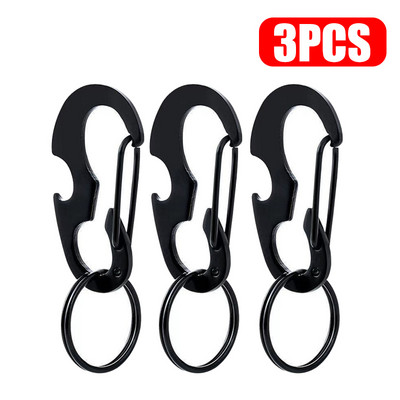 5 vnt. nešiojamas nerūdijančio plieno sagties karabinas lauko stovyklavimui patvarus butelių atidarytuvas karabinas Mini raktų pakabukas, bagažo sagties priedai