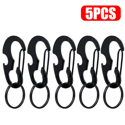 5 vnt. nešiojamas nerūdijančio plieno sagties karabinas lauko stovyklavimui patvarus butelių atidarytuvas karabinas Mini raktų pakabukas, bagažo sagties priedai