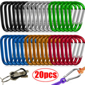 68kg Mini Load Carabiner Raktų pakabukas Aliuminio lydinio 20vnt D-žiedas Užrakinamas sagtis Spyruoklinis kabliukas Raktų pakabukai Lauko Kempingo