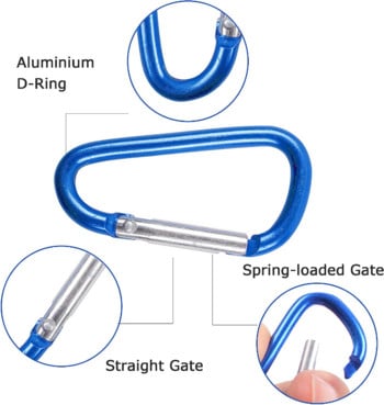 68kg Mini Load Καραμπίνερ Μπρελόκ από κράμα αλουμινίου 20 τμχ D-ring κλείδωμα πόρπη με ελατήριο κουμπωτό άγκιστρο Κλιπ μπρελόκ Κάμπινγκ εξωτερικού χώρου