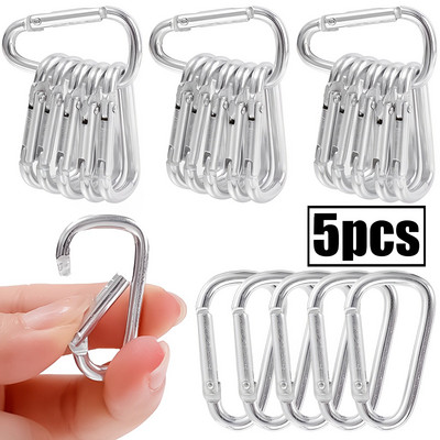 68kg Mini Load Carabiner Raktų pakabukas Aliuminio lydinio 20vnt D-žiedas Užrakinamas sagtis Spyruoklinis kabliukas Raktų pakabukai Lauko Kempingo