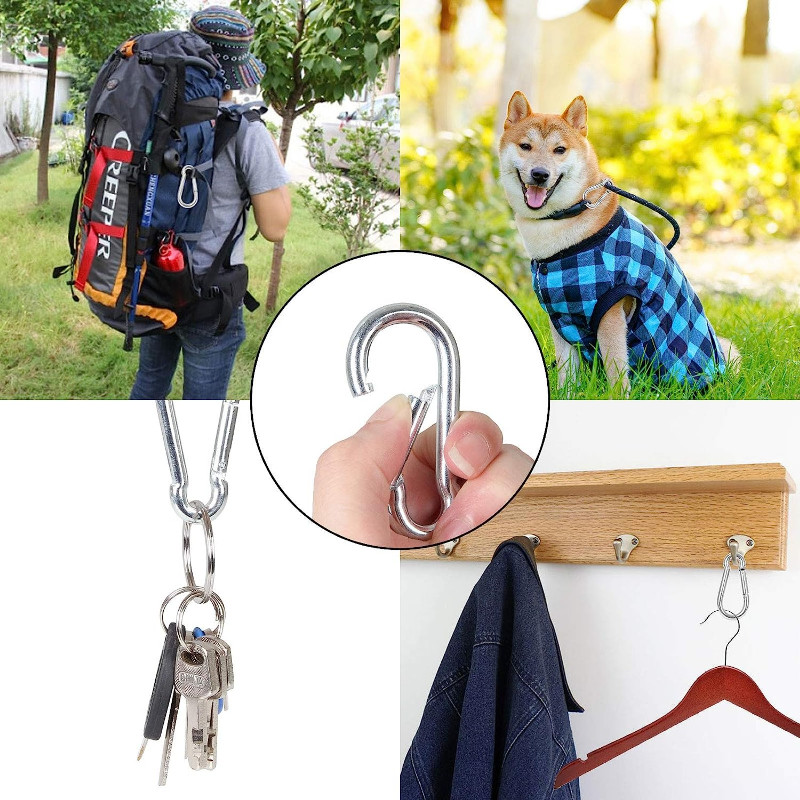 68kg Mini Load Carabiner Raktų pakabukas Aliuminio lydinio 20vnt D-žiedas Užrakinamas sagtis Spyruoklinis kabliukas Raktų pakabukai Lauko Kempingo