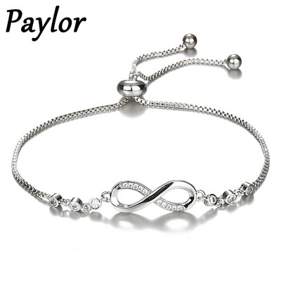 Paylor 2020 Луксозна кристална гривна Сребърен цвят Регулируеми безкрайни гривни с чар за жени Модни бижута Dropship